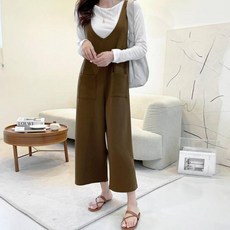 saystyle 女款波紋V領口袋連身褲