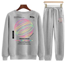 MCT MOON COLLECTION 男女通用 極光運動 Oversize 圓領衛衣 + 束口褲套裝
