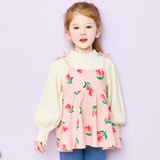 HEJMINI 女童款清新花朵印花假兩件式上衣