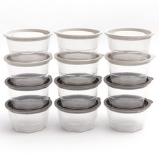 NIneware 圓形保鮮盒6件組 350ml, 2組, 象牙白 3個+灰色 3個