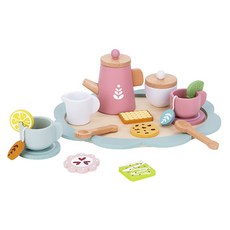 TOOKY TOY 拓客 原木下午茶家家酒玩具, 混和顏色