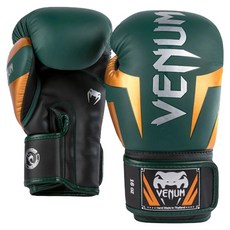 VENUM Elite拳擊手套 雙手, 綠色+古銅色+銀色