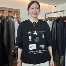 PEONIST 圓領印花寬鬆大學T