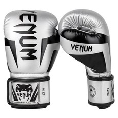 VENUM ELITE 拳擊手套 雙手, 銀色+黑色