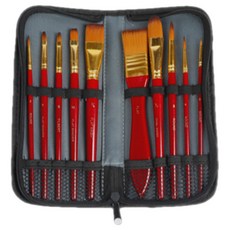 BERENYART 美術畫材水彩畫筆組 深紅色, 2號, 4號, 6號, 10號, 3/4號, 1"#號, 3/4#號, 8號, 4號, 0號, 1套