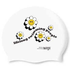 hiiji 矽膠泳帽, 雛菊白色, 1個