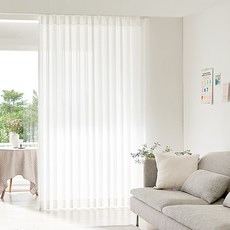 Home in Home 不透光白色系羊毛雪紡窗簾 2件組, 白色