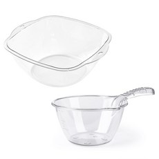 MONACO OLIVE 透明多用途臉盆 小型 + 長柄水瓢組, 透明, 1套