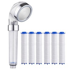 MONACO OLIVE 節水濾芯蓮蓬頭+替換濾芯 6入組, 透明, 1組