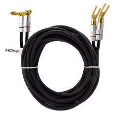 에이치디탑 국산 꺾임 바나나 TO 말굽 블랙 50C 스피커 케이블, HT-TP135-10M, 혼합색상