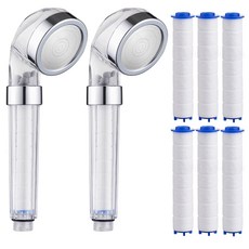 MONACO OLIVE 增壓濾芯蓮蓬頭 2入+替換濾芯 6入組, 透明, 1組