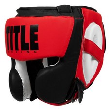 TITLE BOXING Select 皮革拳擊頭盔, 1個, 黑色 + 紅色