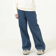 Kids Recipe 青少年雙排釦水洗寬版丹寧褲