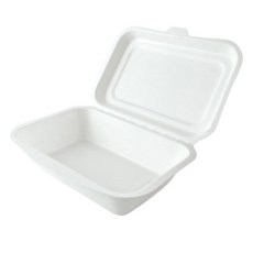 TOGO PACK B 004蓋子一體式長方形紙漿容器 白色, 50個, 1入