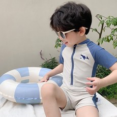 woojooi 男童用Hello鯊魚泳衣 + 泳帽組