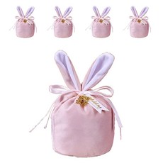 B Home Baking 兔耳絲絨束口袋 1112, 淺粉紅色, 5個