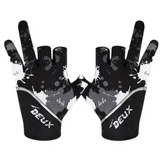 DEUX 釣魚 運動 戶外 3指切口手套 雙手一組 3GV-DF004, 黑色 + 白色, 1套