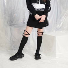 女童撞色飾帶裝飾圍裹裙 T104