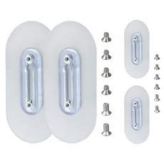 ALLGORR 免鑽孔黏貼式纖薄螺絲貼 2孔 小 4入 + 螺絲 8mm 4入 + 6mm 8入 套組, 1套