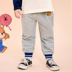 milk mile 童款海軍小熊刺繡條紋束口褲