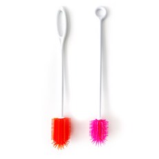 PAMIRE 帕米爾 矽膠花瓣纖巧奶瓶刷組, 1個, 粉紅色(迷你), 橘色(小)