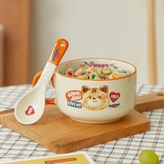 Poco Friends麥片碗+湯匙組, 象牙白 + 橘色, 1套