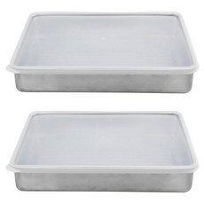 KitchenU 不銹鋼扁平冰箱收納盒 2000 毫升, 1入, 2個