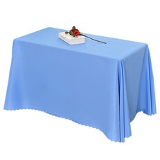 Block Mart 長方形家用布質餐桌桌布, 天空藍, 200 x 300 cm