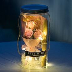 아르띠콜로 비누꽃 소원을 말해봐 LED 램프 장미 + 크라프트 편지지 2p 세트, 핑크, 1개