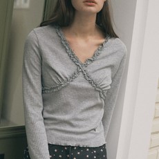 로라로라 여성용 LACE LONG SLEEVE 면 티셔츠