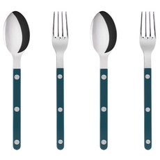 사브르 샤이니 티스푼 + 케이크 포크 세트, 아쿠아마린, 유아동 스푼 + 유아동 포크, 2세트
