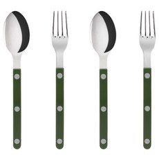 SABRE PARIS 亮麵茶匙 + 蛋糕叉組, 深綠色, 兒童湯匙 + 兒童叉子, 2套