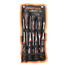 Tree 紅色工具十字一字螺絲起子7件組, 螺絲起子7件 + 專用收納袋, 1套