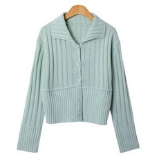 린다샵 여성용 쎄레인 카라넥 골지 세미크롭 빅단추 가디건 cpcd3052c41