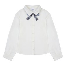 애플핑크 여성용 배색 리본 쉬폰 블라우스 T166