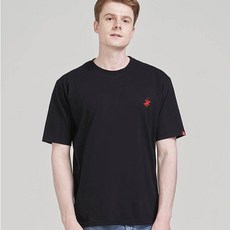 BEVERLY HILLS POLO CLUB 比佛利保羅 男女通用 Timeless 刺繡標誌 透氣 圓領 短袖 T恤 CPS9T00, 黑色