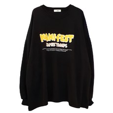 라라온 여성용 빅레터링 오버핏 긴팔 티셔츠 TSP066