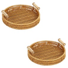 에이비엠코리아 내츄럴 소품 간식 바구니 원형, 혼합색상, 2개