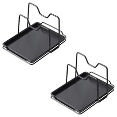 ABM 鋼製雙層鍋蓋廚具架, 黑色, 2個