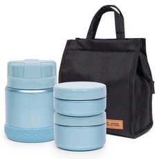 SWISS MILITARY 保溫便當罐 保溫容器 + 2種配菜容器 + 收納袋組合 OKK-RKF900, 1套, 水藍色