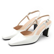 사뿐 여성용 이로베 에나멜 스퀘어 슬링백힐 7cm