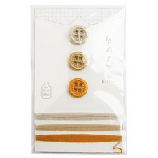 KAWAGUCHI 3種線材+3種迷你鈕扣組合, 象牙白 + 金黃色(15-420), 1套