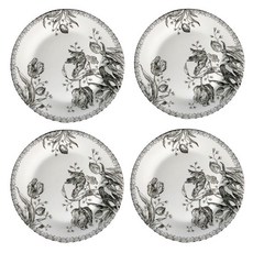 摩登G 黑色鬱金香平盤 20.3 x 2 cm YJ633, 黑白, 4個, 單品