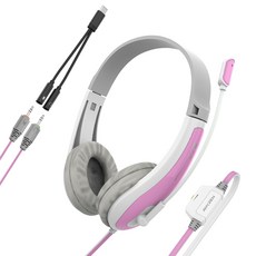 Anyzen 立體聲 3極 3.5mm/Type-C 兩用有線耳機麥克風, AZ-380C, 粉紅色