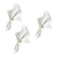 Block Mart 廚房亞麻廚房巾, 白色, 3個