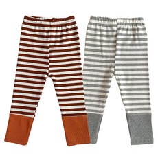 HARAROI 幼兒條紋褲腳燈芯絨內搭褲2件組