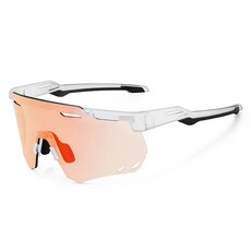 ROCKBROS 洛克兄弟 運動變色度數夾自行車護目鏡 SP323, 透明(鏡框) 紅粉色(鏡片)