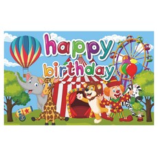 Heaven Day 生日派對大型橫幅 派對布條, D 動物