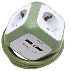 KOVEA 迷你4孔延長線 KECW9DT-01, 開心果綠, 1個, 2m