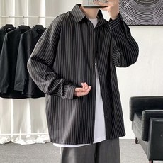 남성용 캐주얼 루즈 체크 셔츠